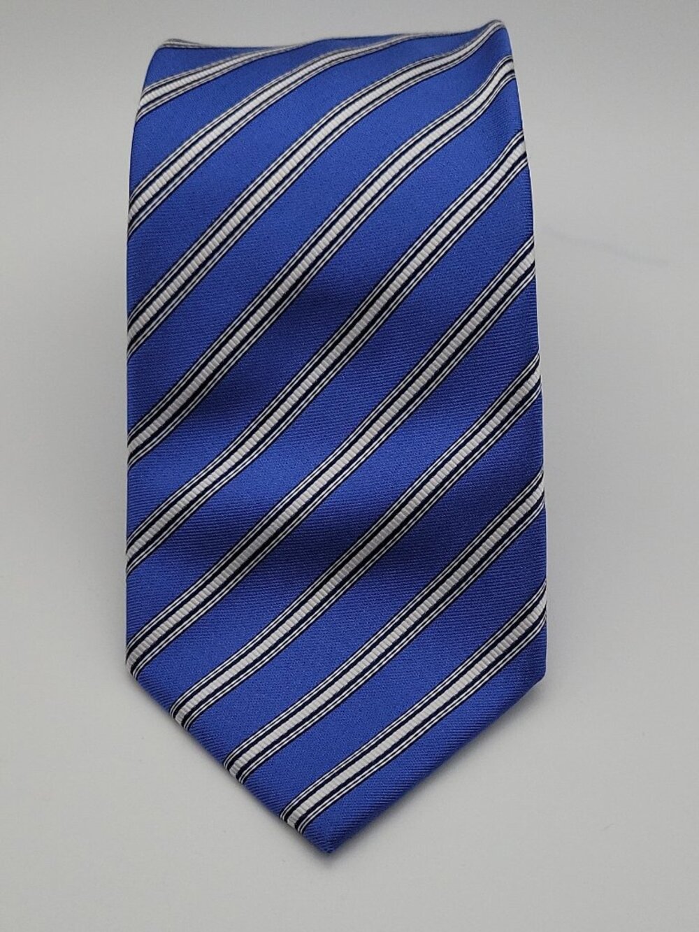 Massimo Bizzocchi 100% Silk Striped Blue White Black Men's Tie Pointed Woven
